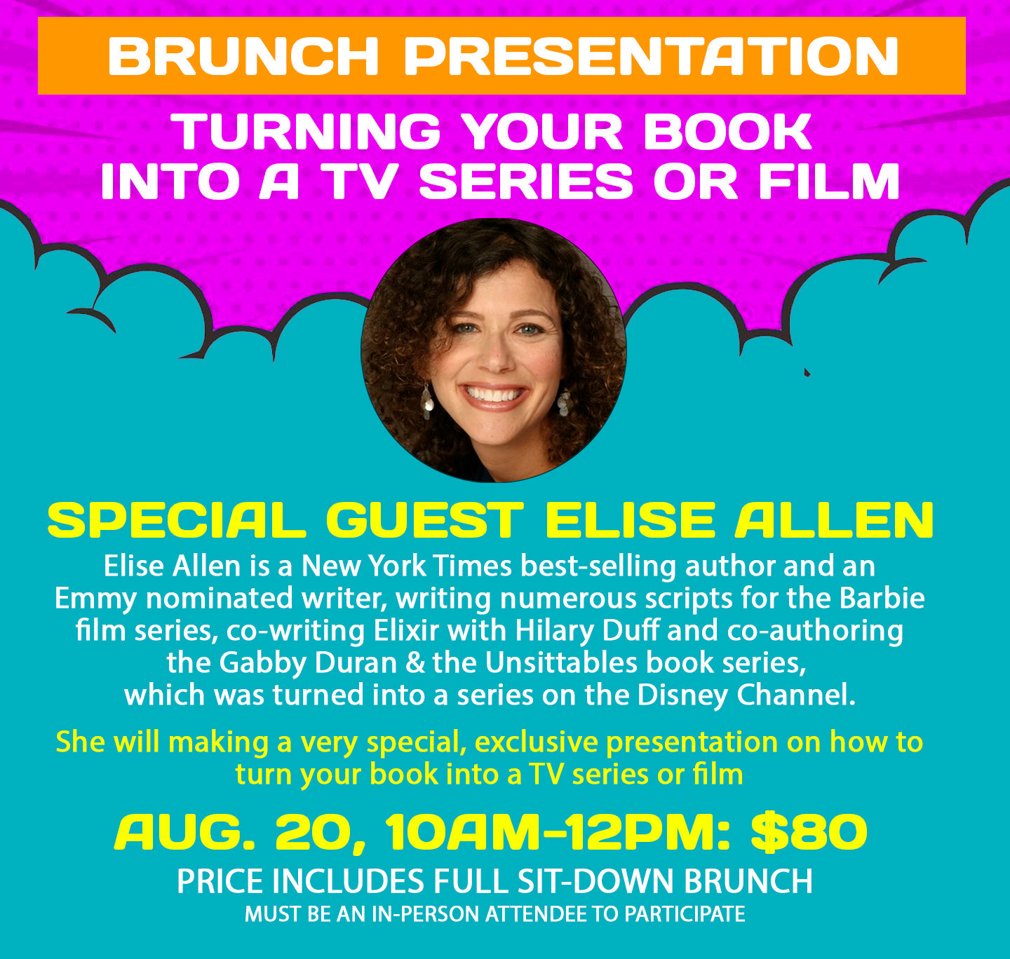 NEW! SUNDAY BRUNCH PRESENTATION: TURNING YOUR BOOK INTO A TV SERIES OR FILM (VIRTUAL)